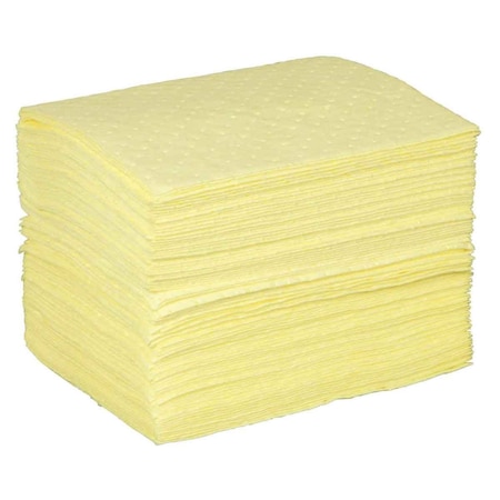 Brady Sorbent Pad, 20 gal, 15 in  x 17 in, Chemical, Yellow, Polypropylene BPH100